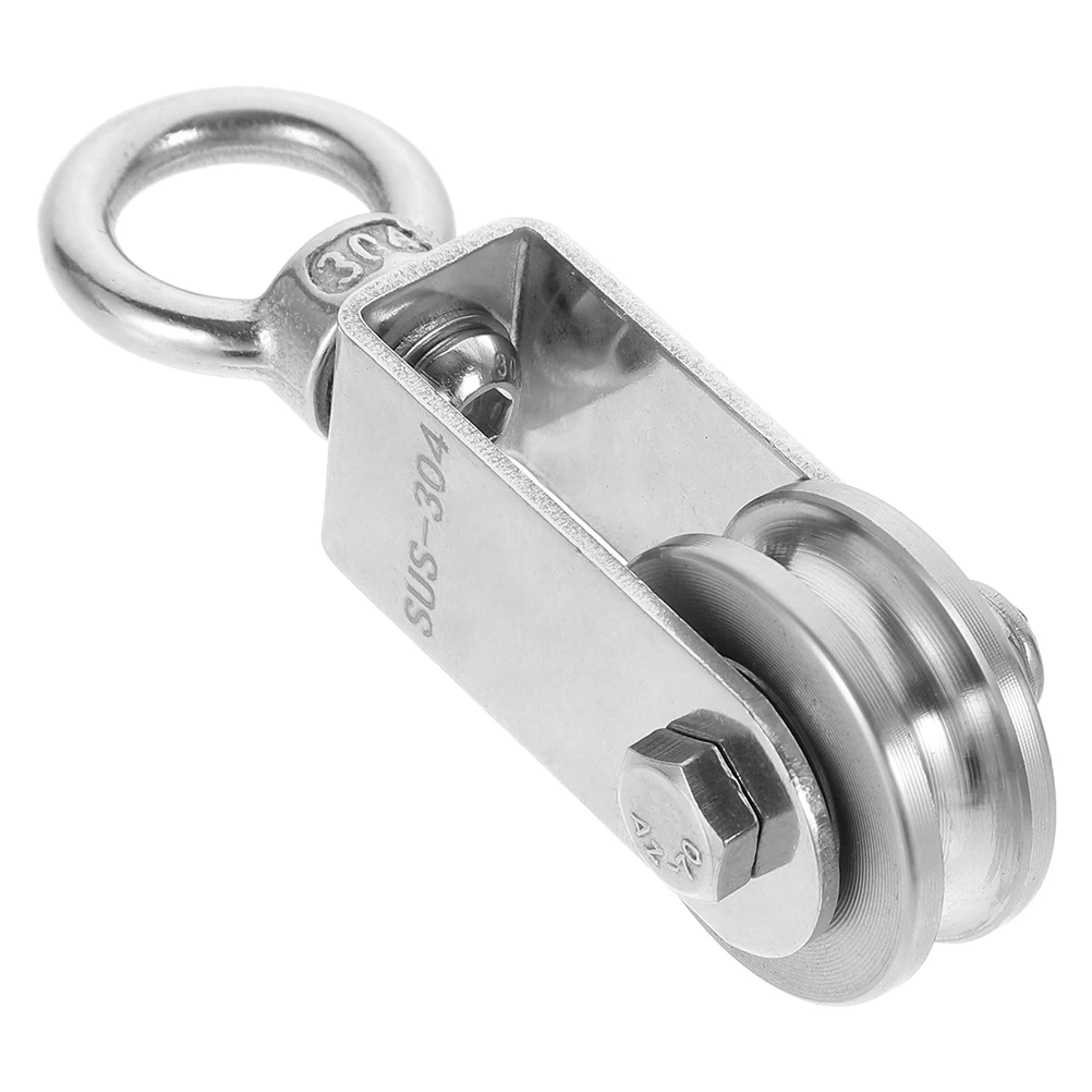

1pc Stainless Steel U Shaped Pulley Cable Rope Wheel Heavy Duty Lifting Hoisting Transporting Single Pulley Clothesline Hardware