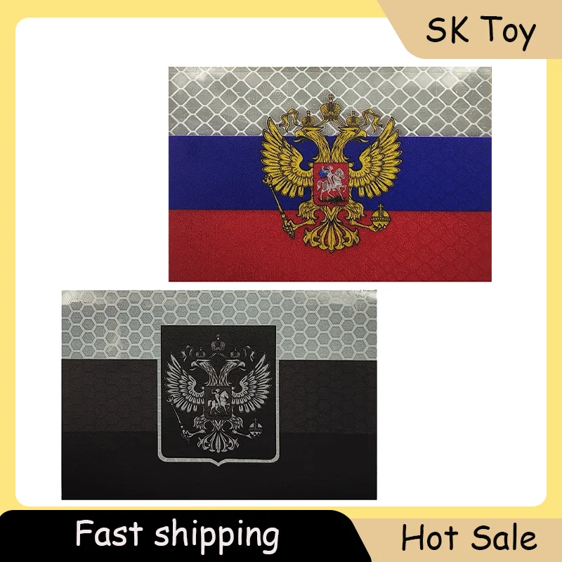 Russian Eagle Head Emblem Double-headed Eagle Reflective Armband Velcro Tactical Morale Patch Set with Patches Fashionable Men