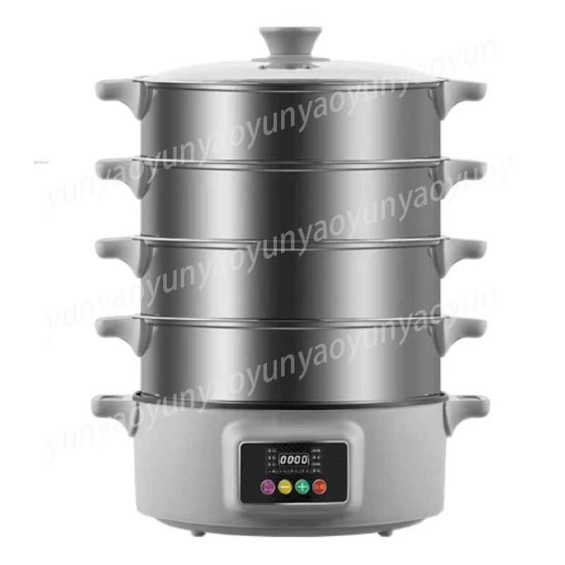 Household Electric Steam Cooker, Multifunctional Steamer Pot with Auto Shut Off Keep Warm, Large Capacity for Vegetables Fish