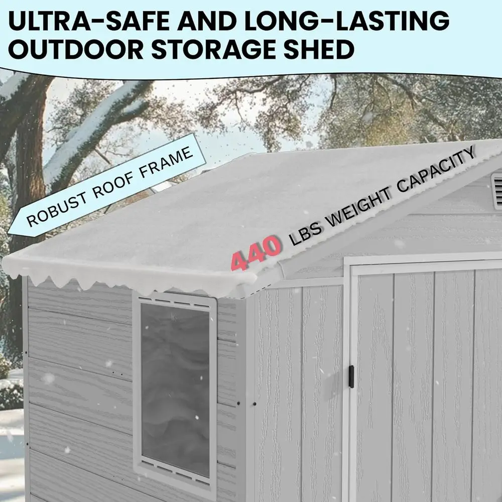 Light Gray 6x4 Outdoor Plastic Shed with Floor, Waterproof Storage for Garden Tools, Lockable Door & Window