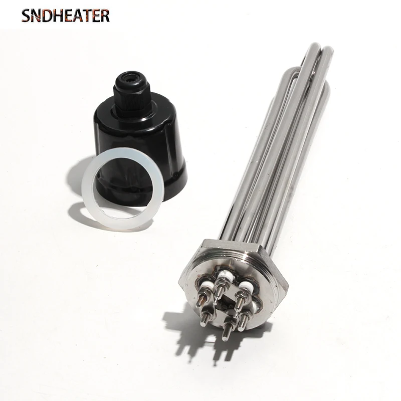 SNDHEATER DN32 DN40 Electric Water Resistant Fast Heating 220V 380V 304SS Thread Liquid Immersion Heater 3KW 4.5KW  6KW 9KW 12KW