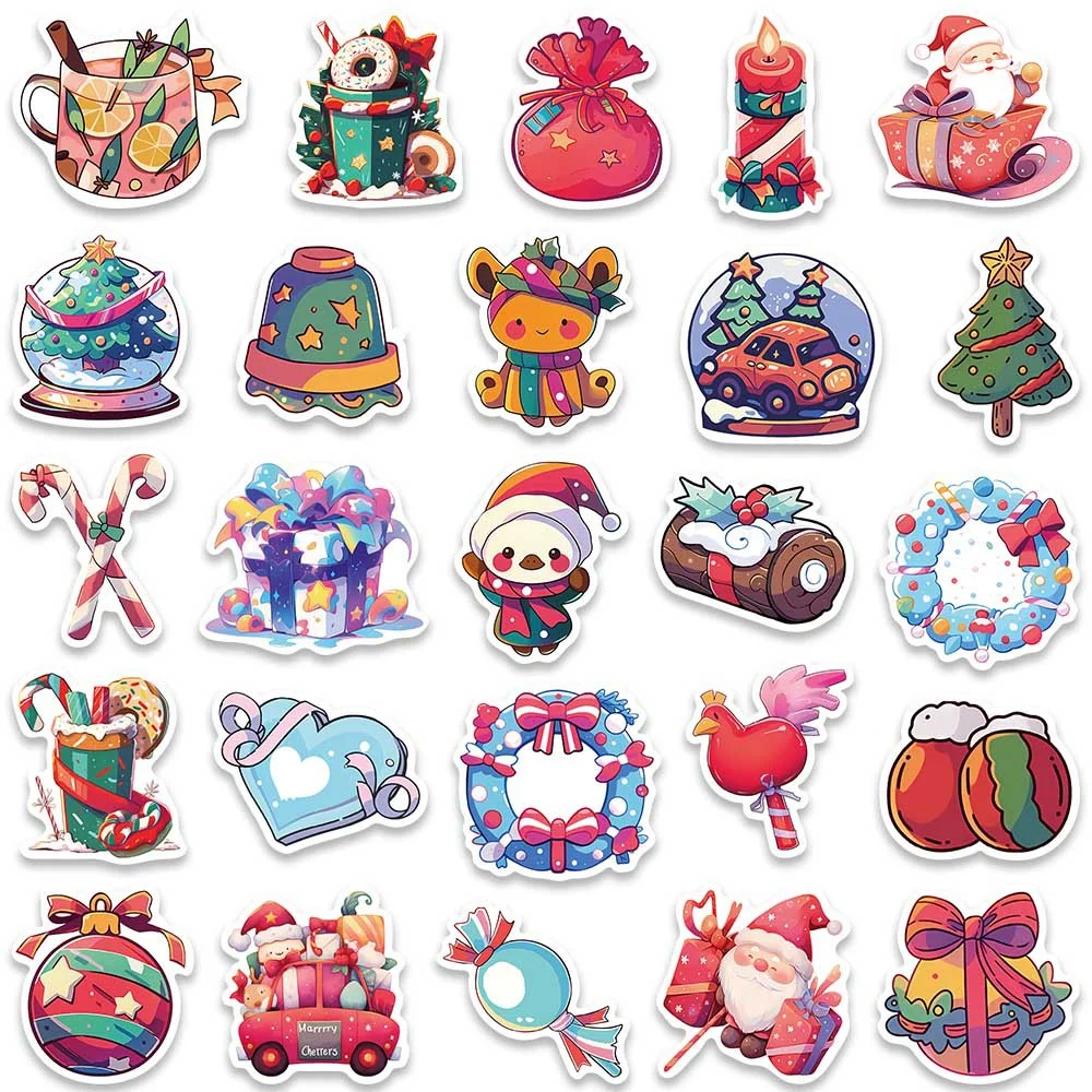 50 قطعة هدايا عيد الميلاد المضحكة الجديدة ملصقات الكتابة على الجدران المقاومة للماء لخوذة دراجة حساب اليد مقلمة الشارات #3