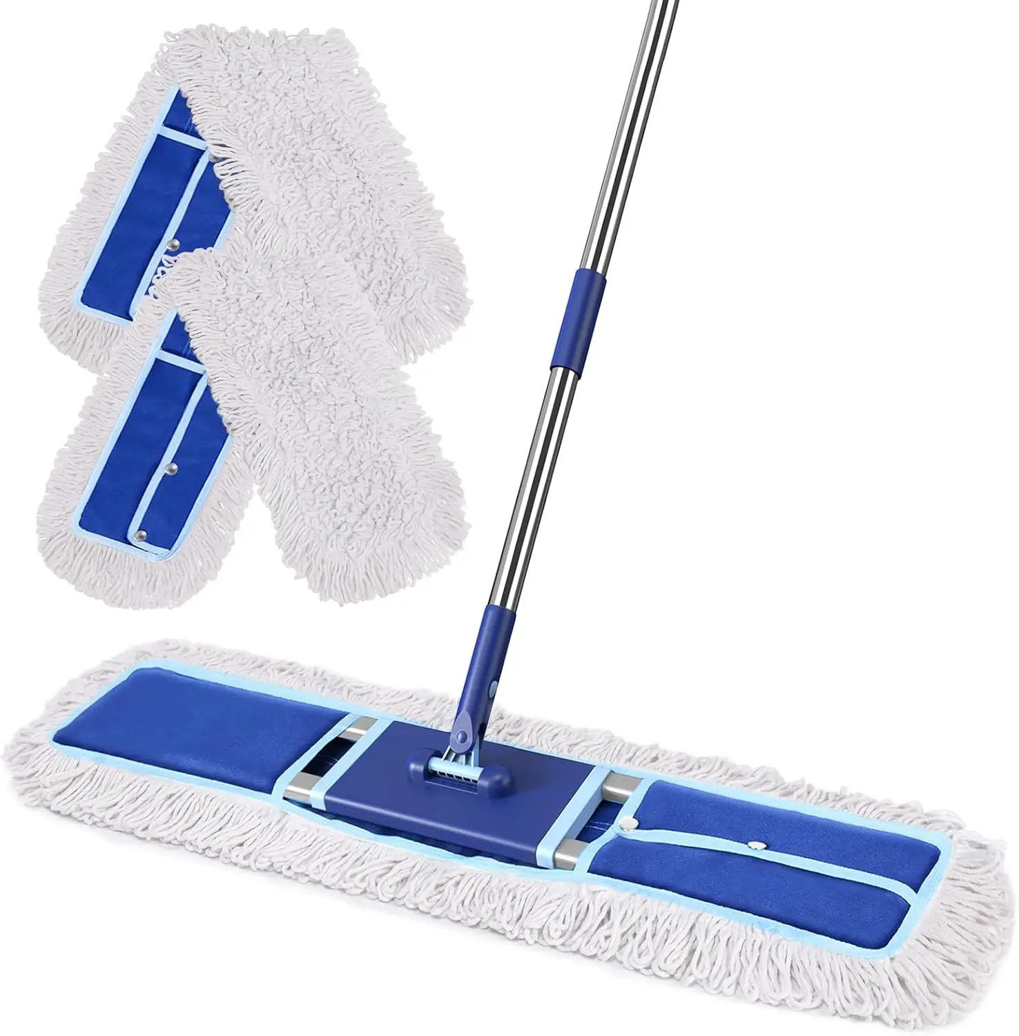 

36" Commercial Dust Mop: Dry Dust Broom for Hardwood Floors Cleaning - 2 Mop Pads 59" Long Handle Heavy Duty Frame - Industri
