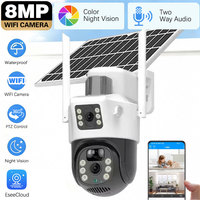 EseeCloud 5G 2.4GHZ WIFI Solar PIR Detection Outdoor 8MP 4K Dual Lens Dual Screen PTZ Camera Wireless Low Power Battery Security