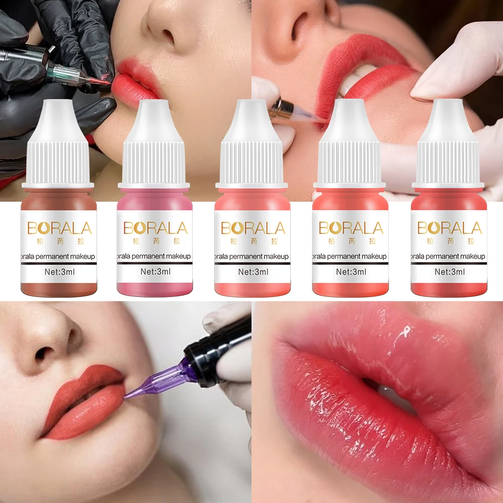 Borala 3ML Permanent Makeup Pigments Lips Sample Size Tattoo Microblading Semi PMU Pigments Beauty Facial Lips Tattoo Pigments