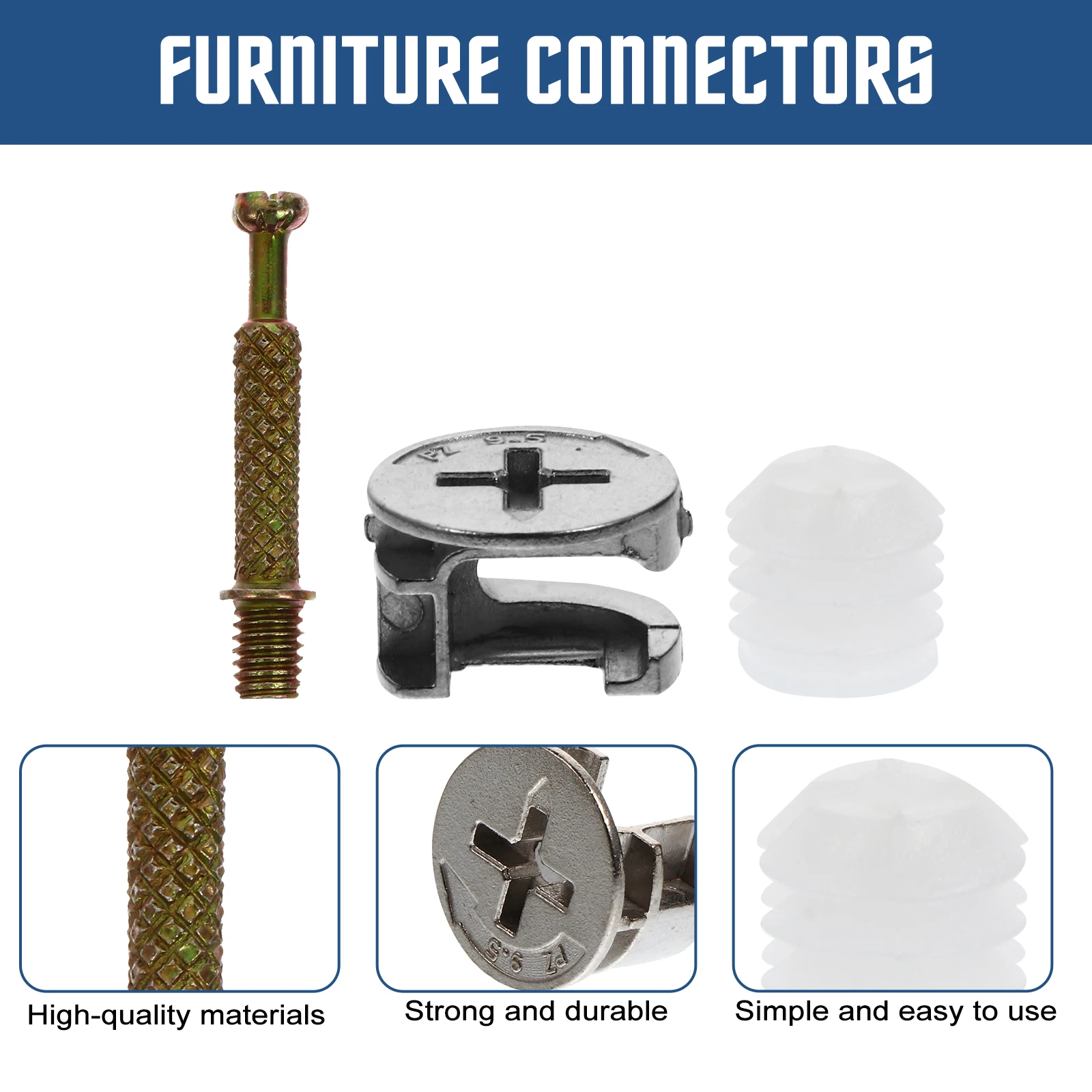 

30 Sets Furniture Connectors 9.5 High Eccentric Cam Locks 40 Long Rods Pre Embedded Bookshelf Dresser Hardware Accessories