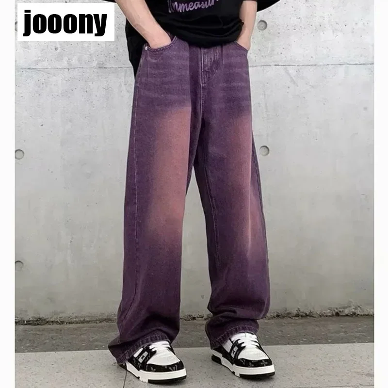 

Мужские джинсы Four Seasons 2024, тренд в американском стиле, винтажный стиральный дизайн, уличная одежда, свободные брюки-клеш с прямыми штанинами