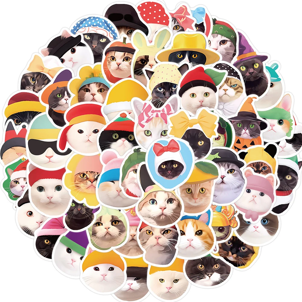 Engraçado Animal Cats Cartoon Stickers, Laptop, Phone Case, Papelaria, Impermeável, Decoração Kawaii, Brinquedos, MEME, 10 Pcs, 30 Pcs, 59Pcs