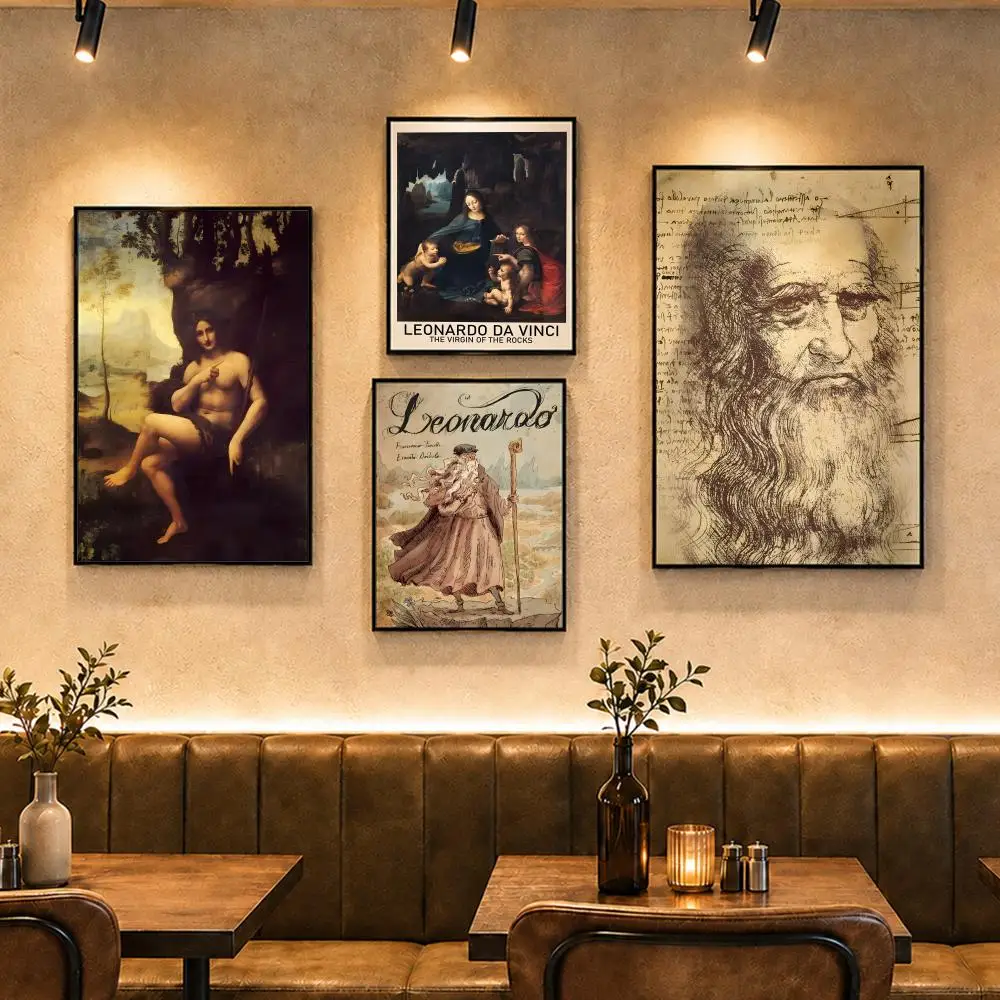 Renaissance Artist L-Leonardo da Vincis Poster Vintage Retro Anime Poster Stickers Peel and Stick Wall Art Home Decor