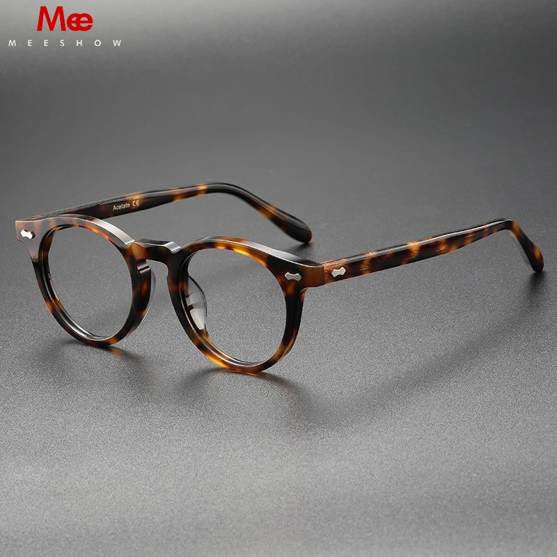 MEESHOWHandmade Vintage Optical Glasses Classic Design Retro Oval Frame Myopia Eyewear Trendy Men Women prescription Eyeglasses