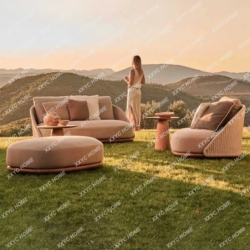 

Мебель для улицы LXOutdoor: диван из ротанга для сада, виллы, отеля, балкона, водонепроницаемая и солнцезащитная.