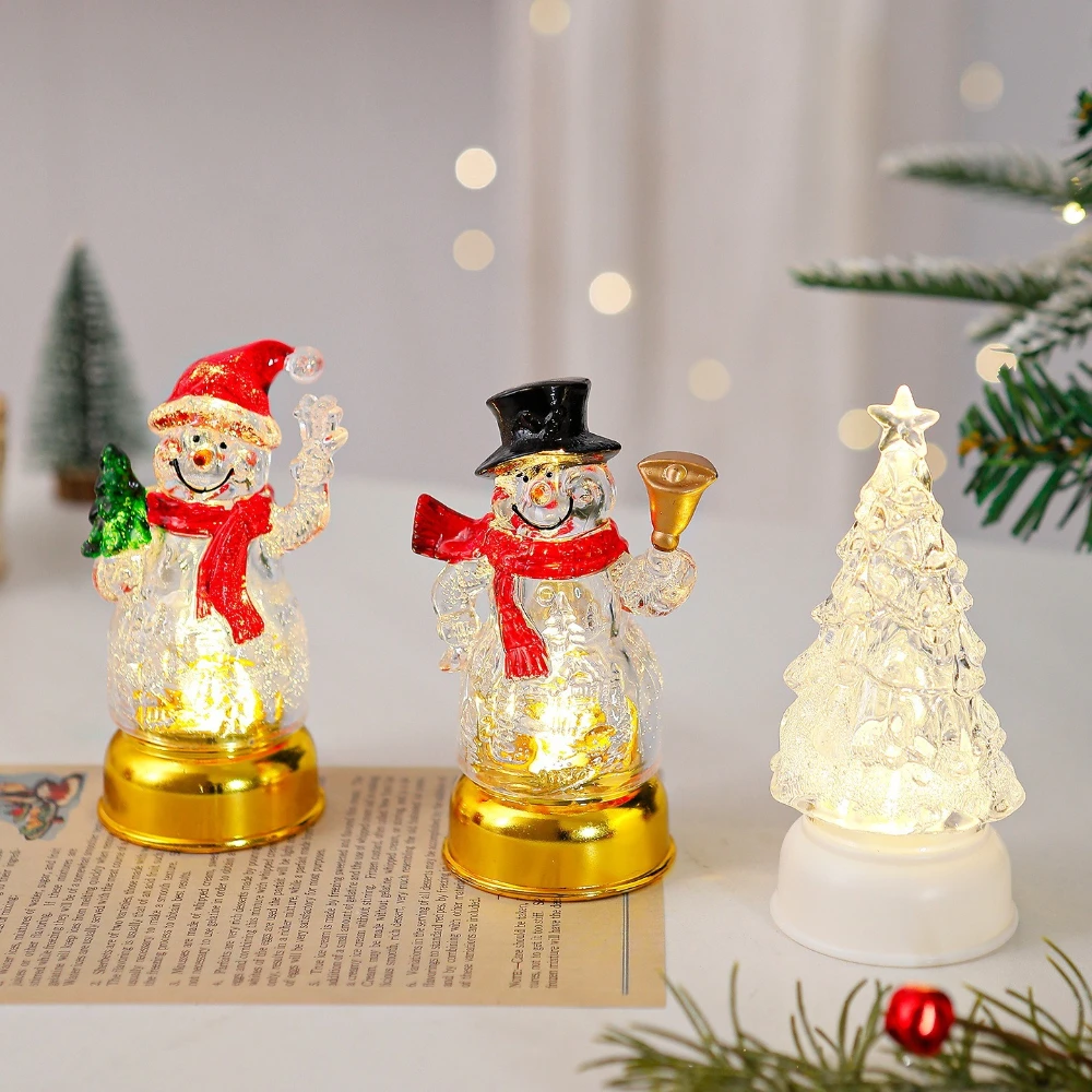 مضيئة سانتا كلوز ثلج الديكور لوازم الحفلات منضدية الحلي أضواء ليلية متجر المنزل زينة عيد الميلاد السنة الجديدة