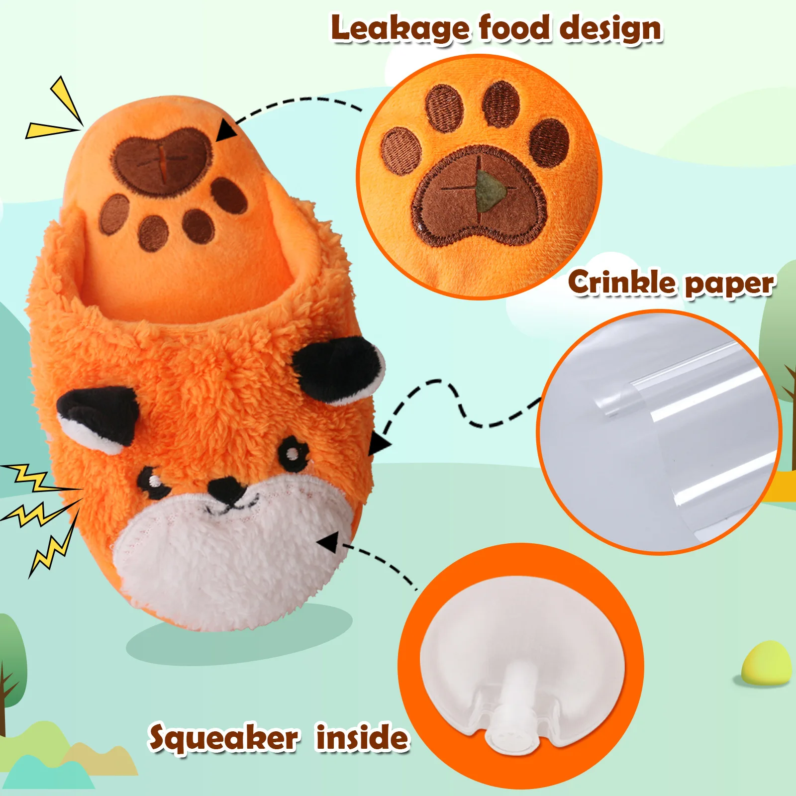 Dog Plush Toy Product Spot Fox Slippers Dog Sound Toys Spill Food Pet Toys Fleece Squeak Toys