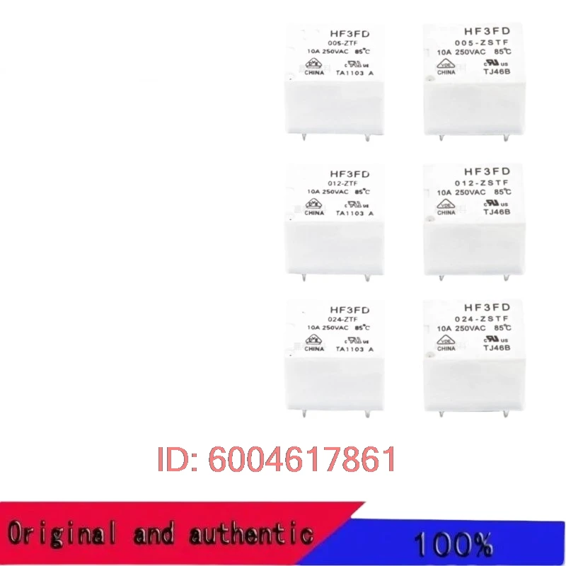 5PCS Nuevo Relé HF3FA de 4 pines y 10A, reemplaza a HF3FD-005-012-024-ZTF, HF3FD-005-012-024-ZSTF, HF3FD-005-012-024-HTF, HF3FD-005-012-024-HSTF