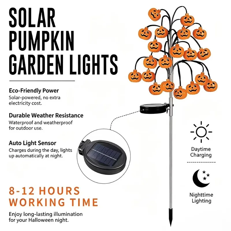 Pumpkin Lantern Solar Stake Lamps Garden Ornament Light Art Outdoor Decorative Lighting Lamp for Lawn Pathway Walkway Decor