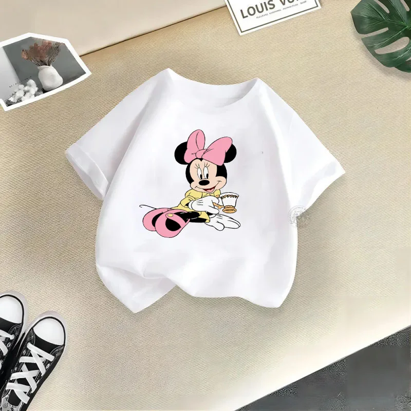

Disney Mickey and Minnie Boys and Girls Printed Cotton T-shirt, Cute Baby Top, Casual Round Neck, Short Sleeves