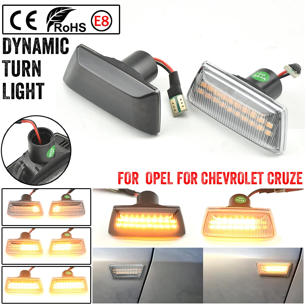 2 قطعة LED ديناميكية بدوره مصباح إشارة الجانب ماركر الوامض المتسلسل لأوبل أسترا H MK5 إنسيجنيا زافيرا كورسا D MK4 ميريفا آدم