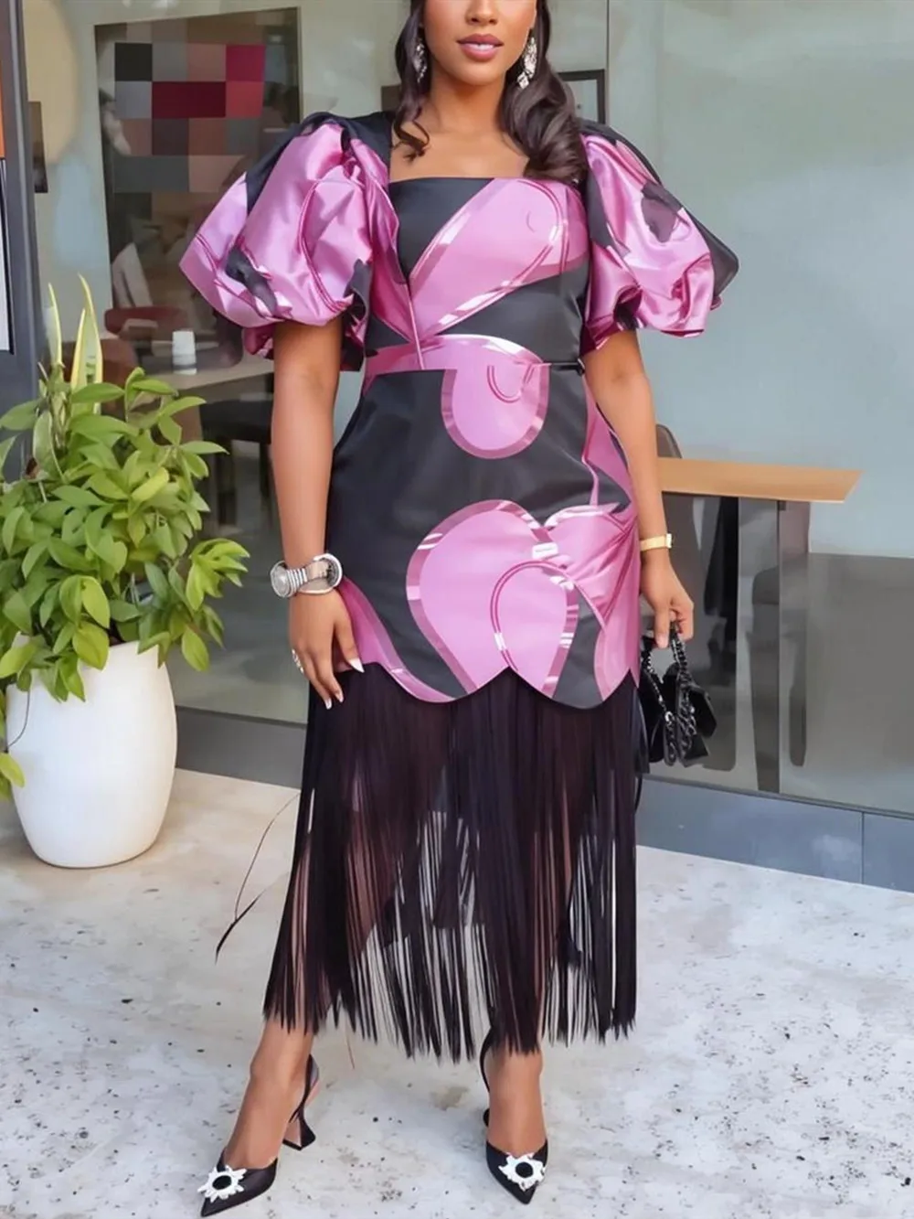 

Африканские вечерние платья для женщин больших размеров: Дашики, Анкара, свадебные и вечерние наряды, сексуальные облегающие платья с бахромой, африканская одежда 2026