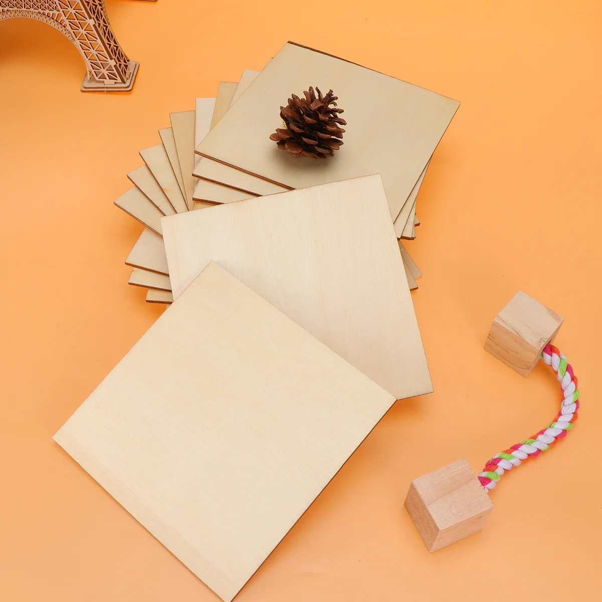 

36Pcs Wooden Slices Right Angle Rectangular Craft Chips Smooth Surface Lightweight Durable for DIY Handicraft Accessories Home