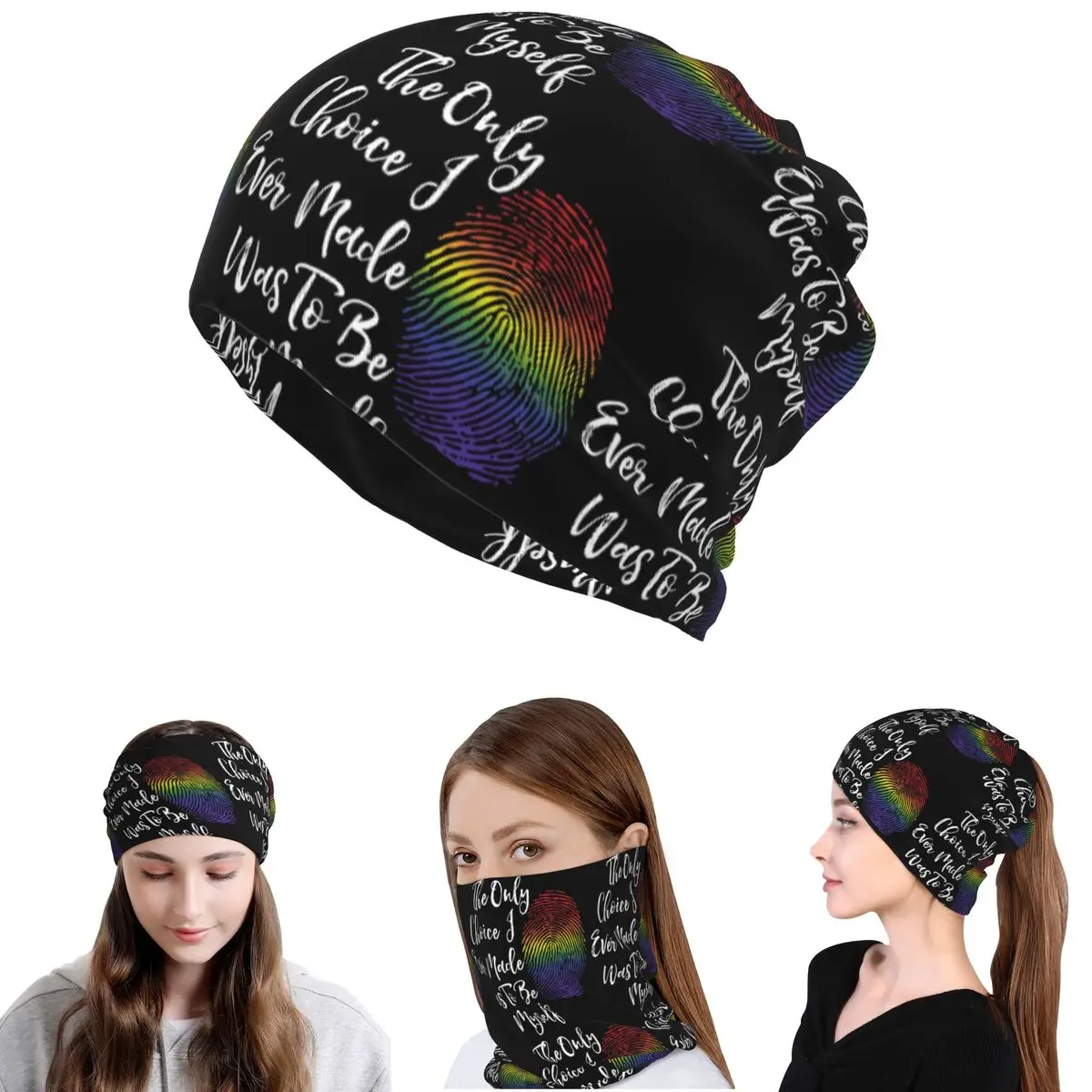 

Faux Glitter Rainbow Pride Flag LGBT Gay Lesbian Bandana Neck Gaiter Magic Scarf Warm Headwear Beanies Hat for Men Women Adult