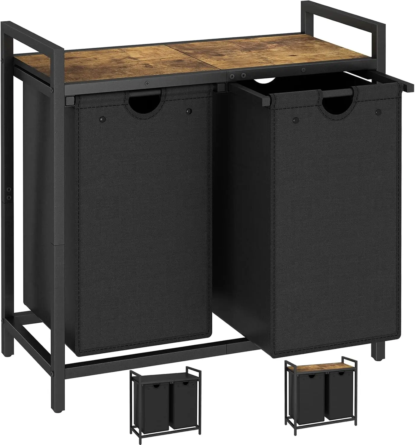 

Двухцветная корзина для белья на 48 л со съемными разделительными мешками и верхней полкой, корзина для одежды для прачечной или ванной комнаты