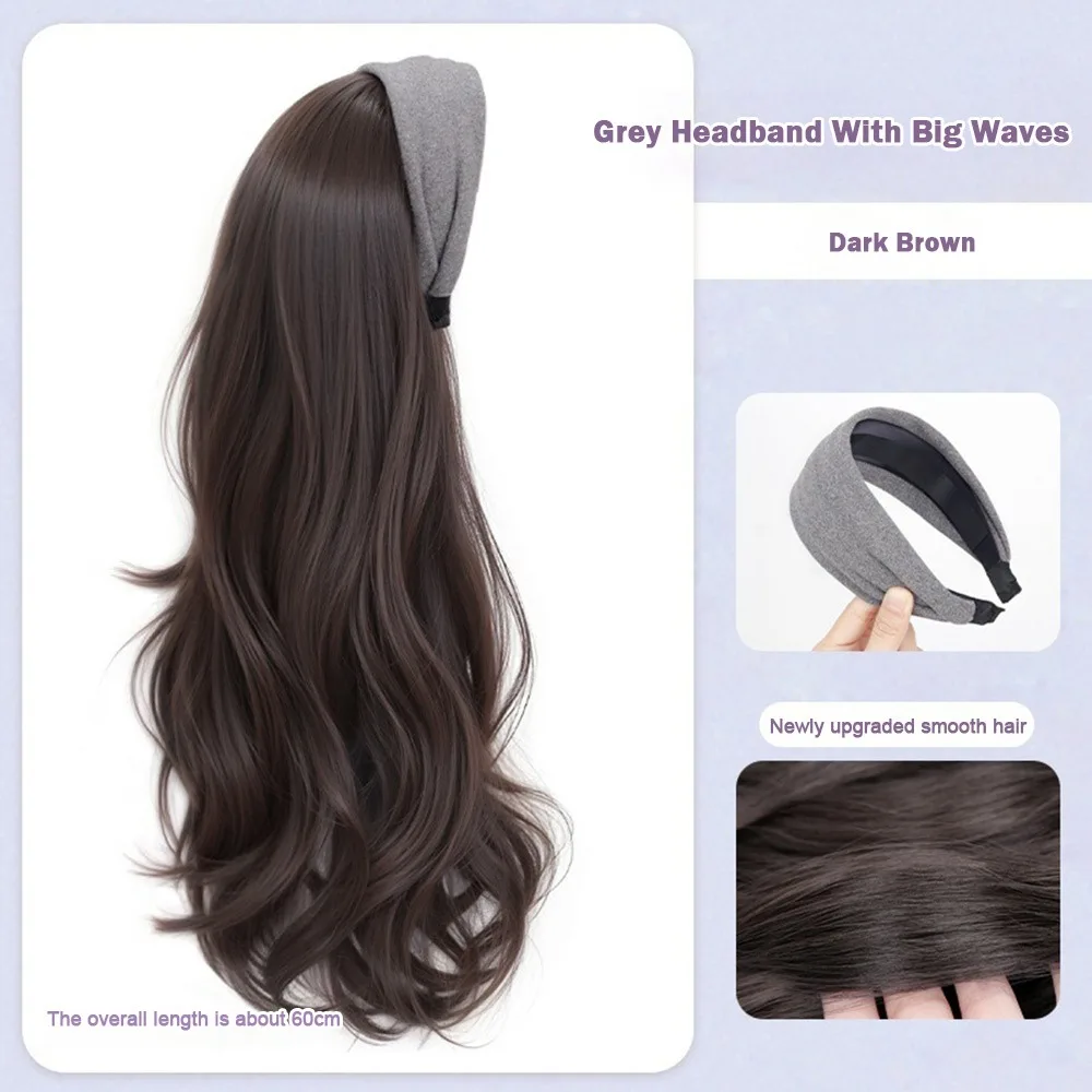 

Trendy Long Wavy Curly Headband U-Shape Hair Extension Hairpieces Synthetic Natural Half-head Cover for Women