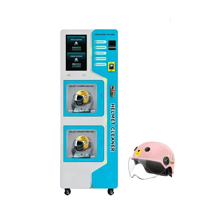 Customized Helmet Cleaning Vending Machine Dual Tank Fully Automatic Large Touch Screen Multi Language Voice Payment Support