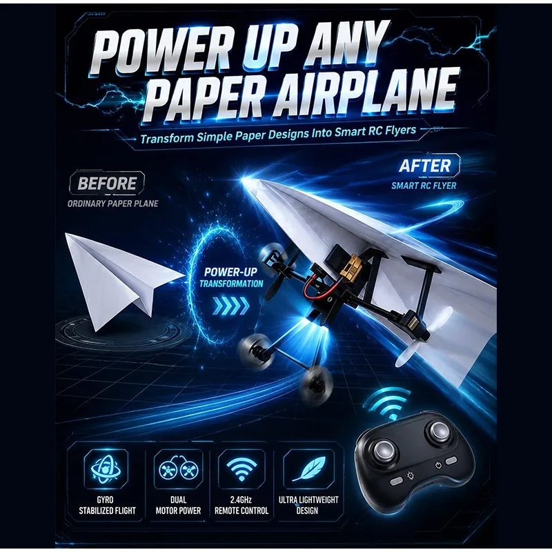Electric RC Paper Airplane Diy Set Foldable 3D UAV Flying Model Toy Family Gathering Adult Child RC Model Airplane Gifts