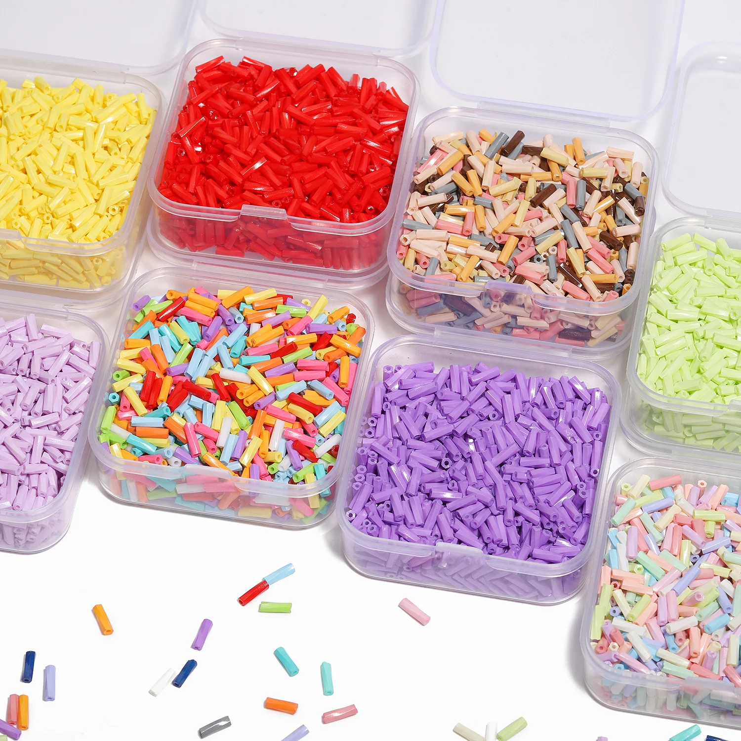 500pcs 6mm Colorful Glass Line Threaded Spiral Tube Shape Czech Seed Beads for DIY Bracelet Jewelry Handmade Making Accessories