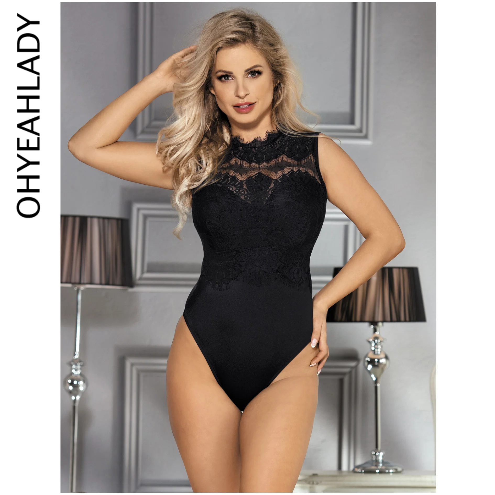 

Ohyeahlady Overalls Women Lace Open Crotch One Pieces Ropa Mujer Lenceria Body Plus Size Lingerie Jumpsuits Black Bodysuits Sexy