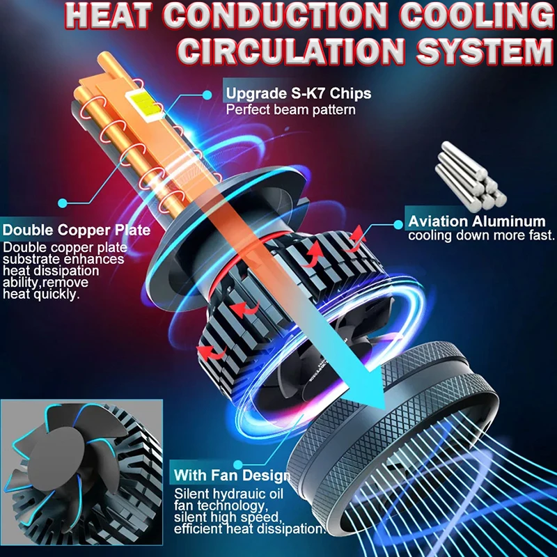 5000000LM H4 H7 LED Canbus K6C سيارة العلوي 4500 واط H11 H3 880 881 H27 H1 H8 9005 HB3 9006 HB4 9012 HIR2 H9 7535 CSP مرحبا/لو شعاع