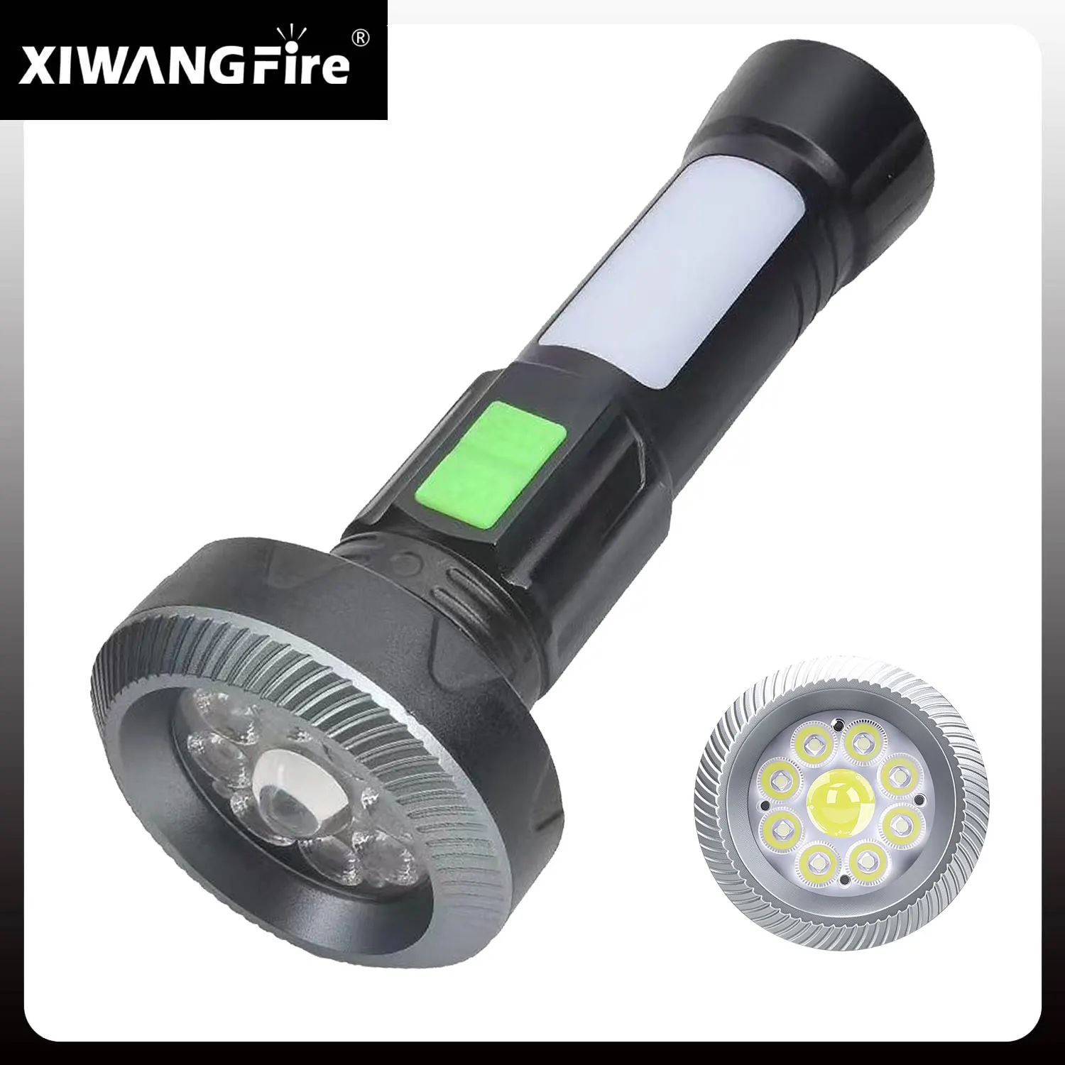 

Upgrade 9 LED High Power Flashlights with Power Bank 11 Lighting Modes Portable COB Rechargeable lamp for Camping Outdoor
