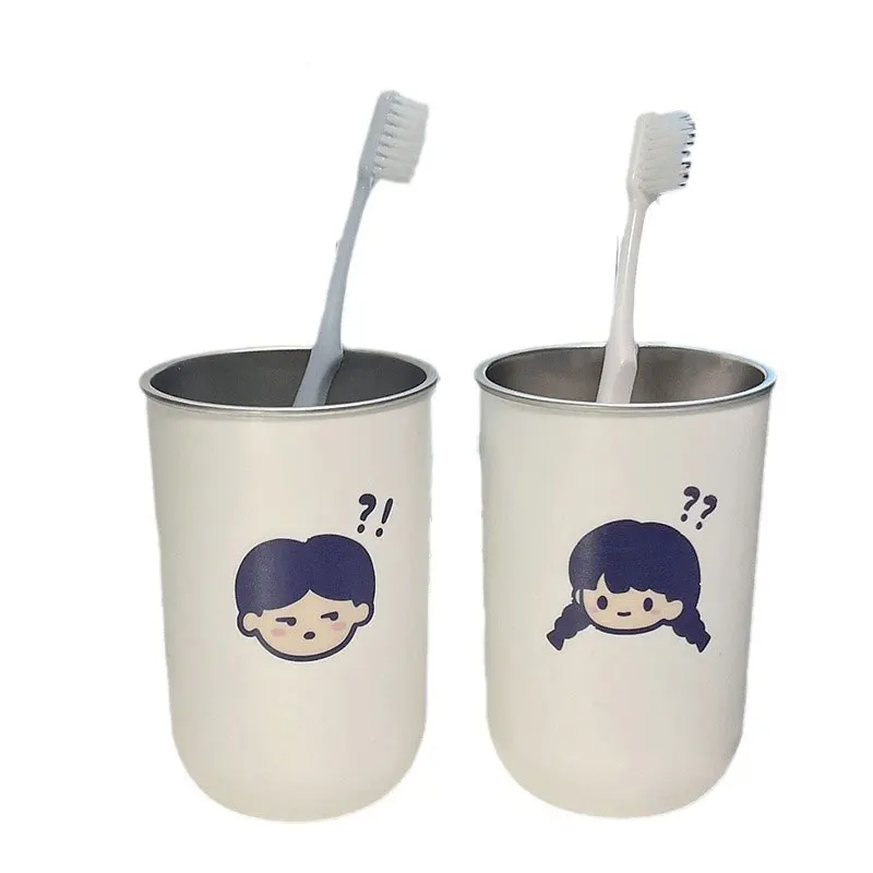 Question Mark Boys And Girls 304 Stainless Steel Couple Cup Simple Cartoon Creative Gargle Wash Cup