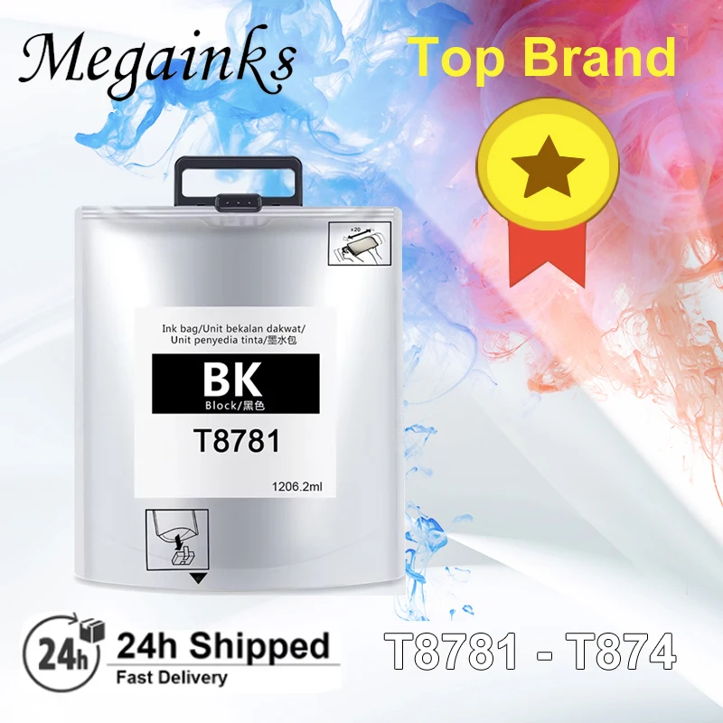 

T8781 T8782 T8783 T8784 Pigment Ink Bag with chip For Epson WorkForce Pro WF-R5690DTWF WF-R5190DTW WF-R5690 WF-R5190 DTW Printer