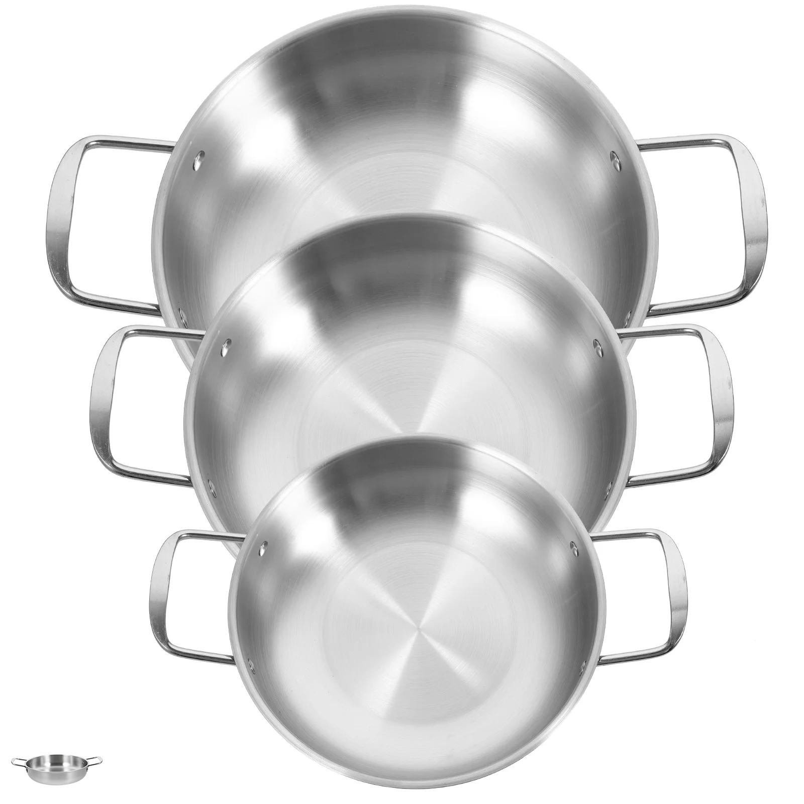 

3 шт., кастрюля для рамэна из нержавеющей стали, глубокая миска для супа с лапшой, антипригарная сковорода для приготовления пищи, посуда, подарки, корейский горшок для рамэна