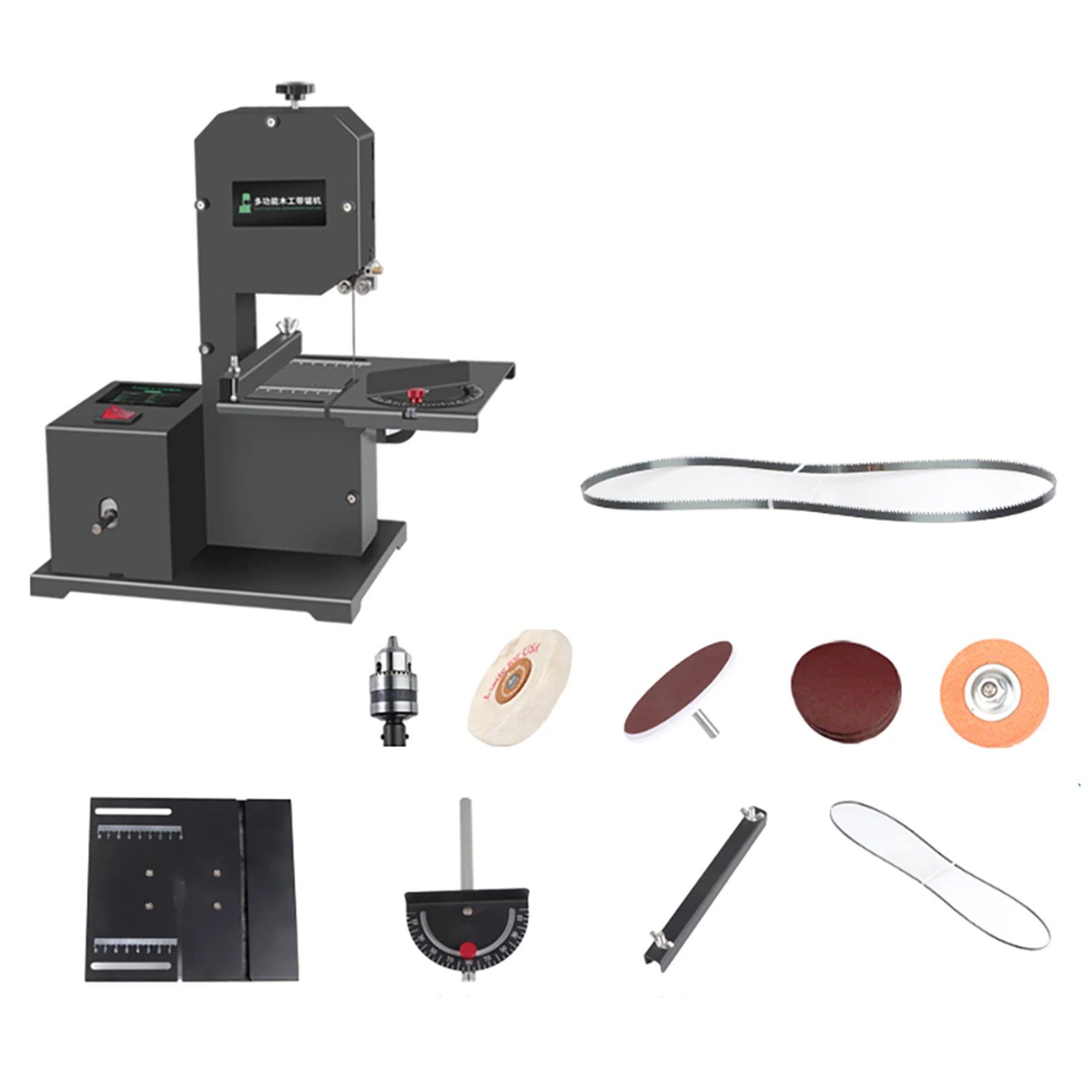 

MG-800W Multifunctional Band Saw Machine 1750RPM Electric Table Saw Lathe Machine Woodworking Polishing Grinding Cutting Tool