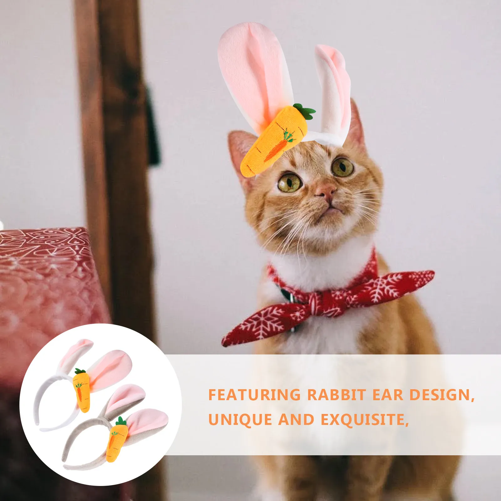 

2Pcs Rabbit Ear Hair Hoop Set for Women Easter Party Cosplay Costume Accessory Spring Festival Dress Up Headband