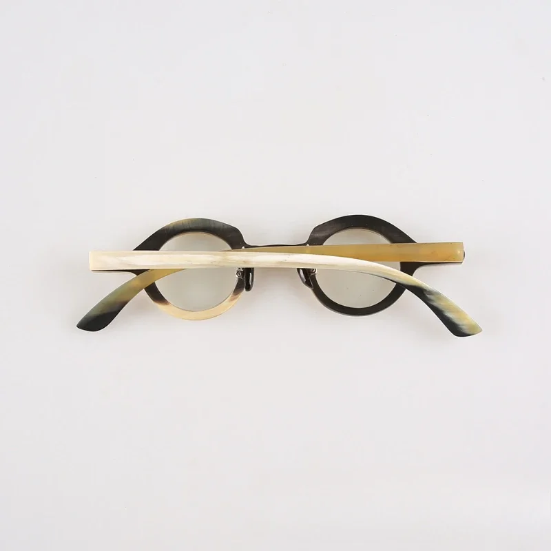 Natural Cow Horn Glasses Frame Small Round Frame Handmade Design Men Women Three-dimensional and Irregular Prescription Eyeglass