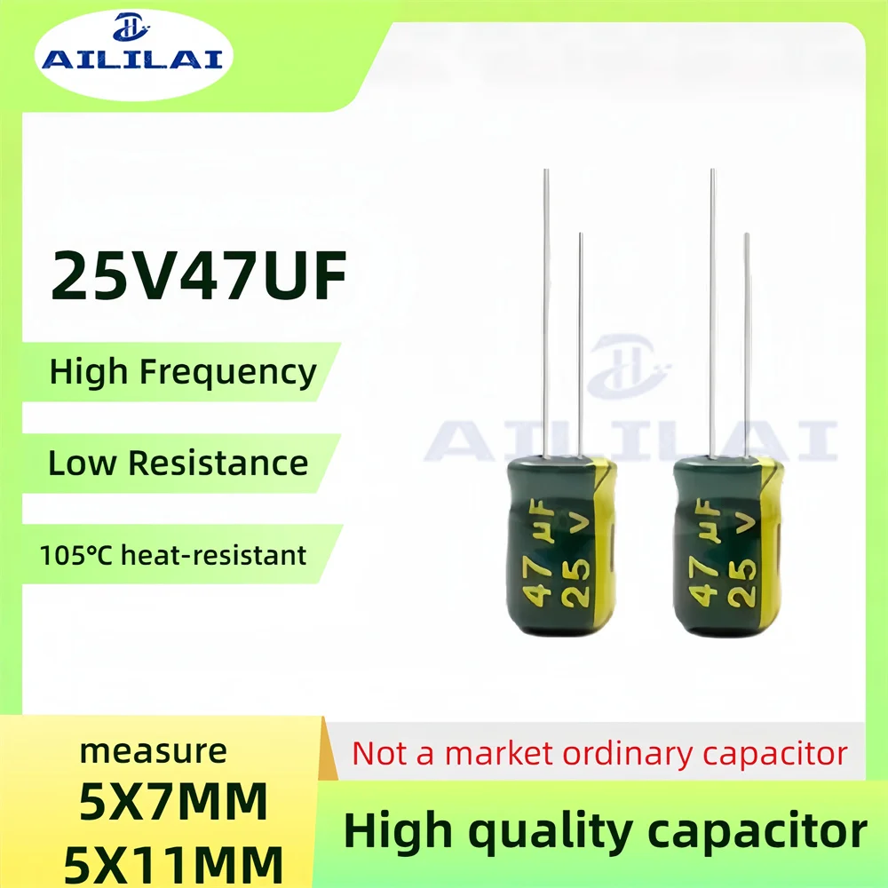 50PCS Original 25v47uf Niedrigen ESR/Impedanz Hochfrequenz 25V 47UF Aluminium-elektrolytkondensator 25V47UF Größe: 5X7/5X11MM