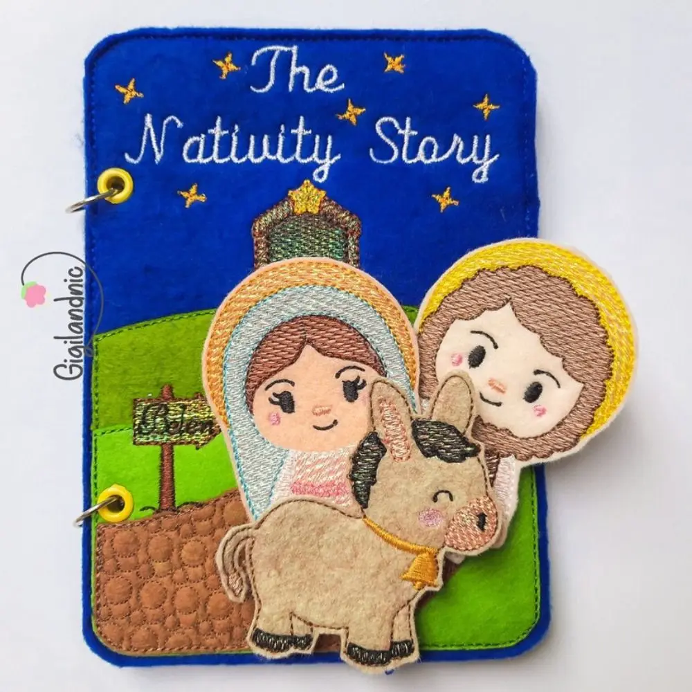 Bible Nativity Puzzle Felt Book Handmade Learning Montessori Felt Cloth Book Cartoon Educational Bible Nativity Quiet Book