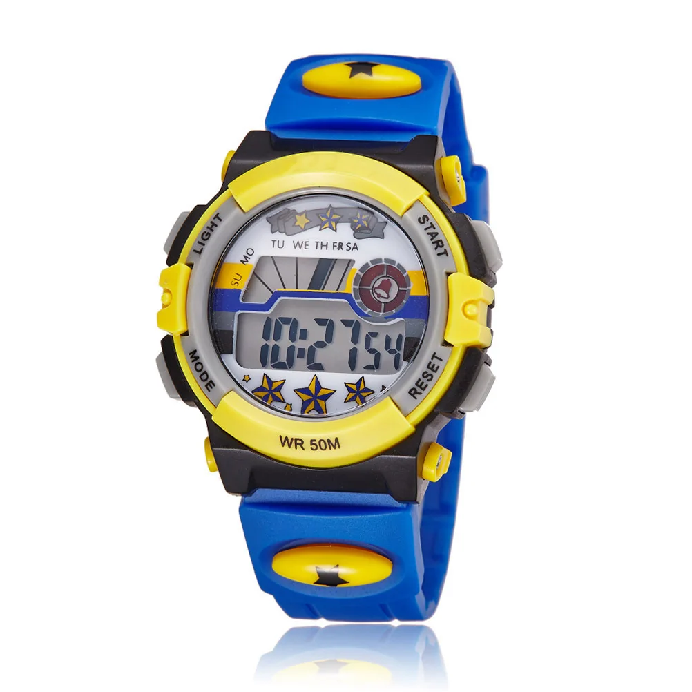 Multi-Function Waterproof Sports Watch Rose Red ABS Stainless Steel Stopwatch Alarm Backlight 50m Digital Unisex Wristwatch