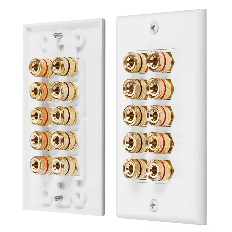 Home Theater Wall Plate - Premium Quality Gold Plated Copper Banana Binding Post Coupler Type Audio Wall Plate