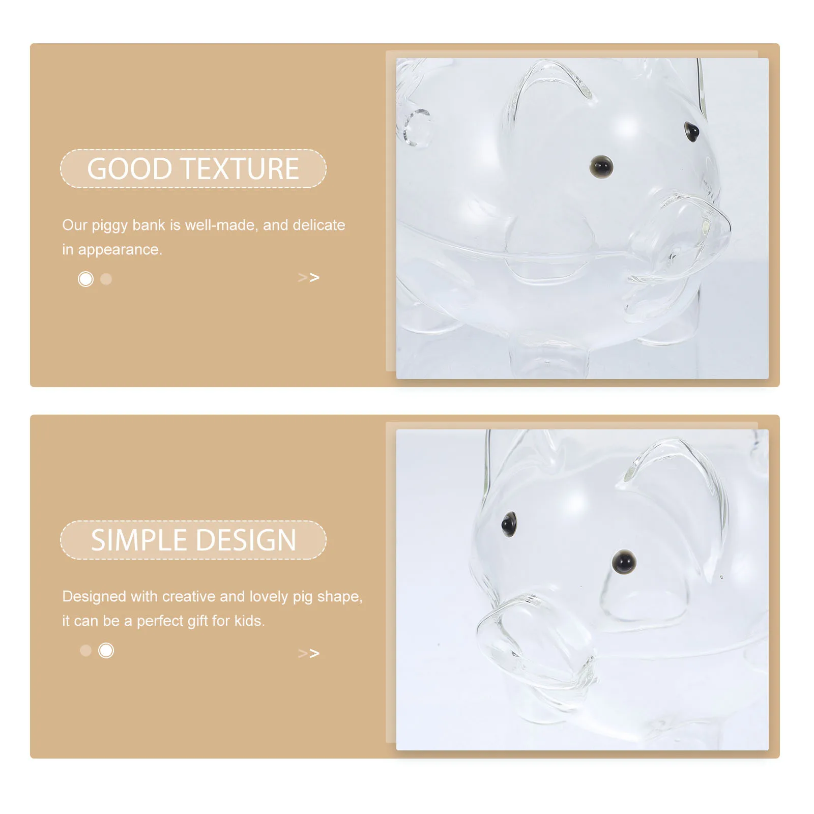 Szklana skarbonka dla dorosłych i dzieci, przezroczysta skarbonka w kształcie świnki, łatwa w czyszczeniu, pojemnik na pieniądze do dekoracji domu, biura, prezent.