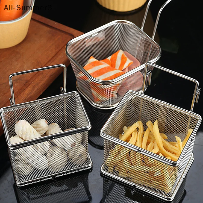 304 Stainless Steel Deep Frying Basket Silver Multi-functional Hangable Colander Oil Filter Mesh Sieve Hotpot Strainer Mesh - Image 4