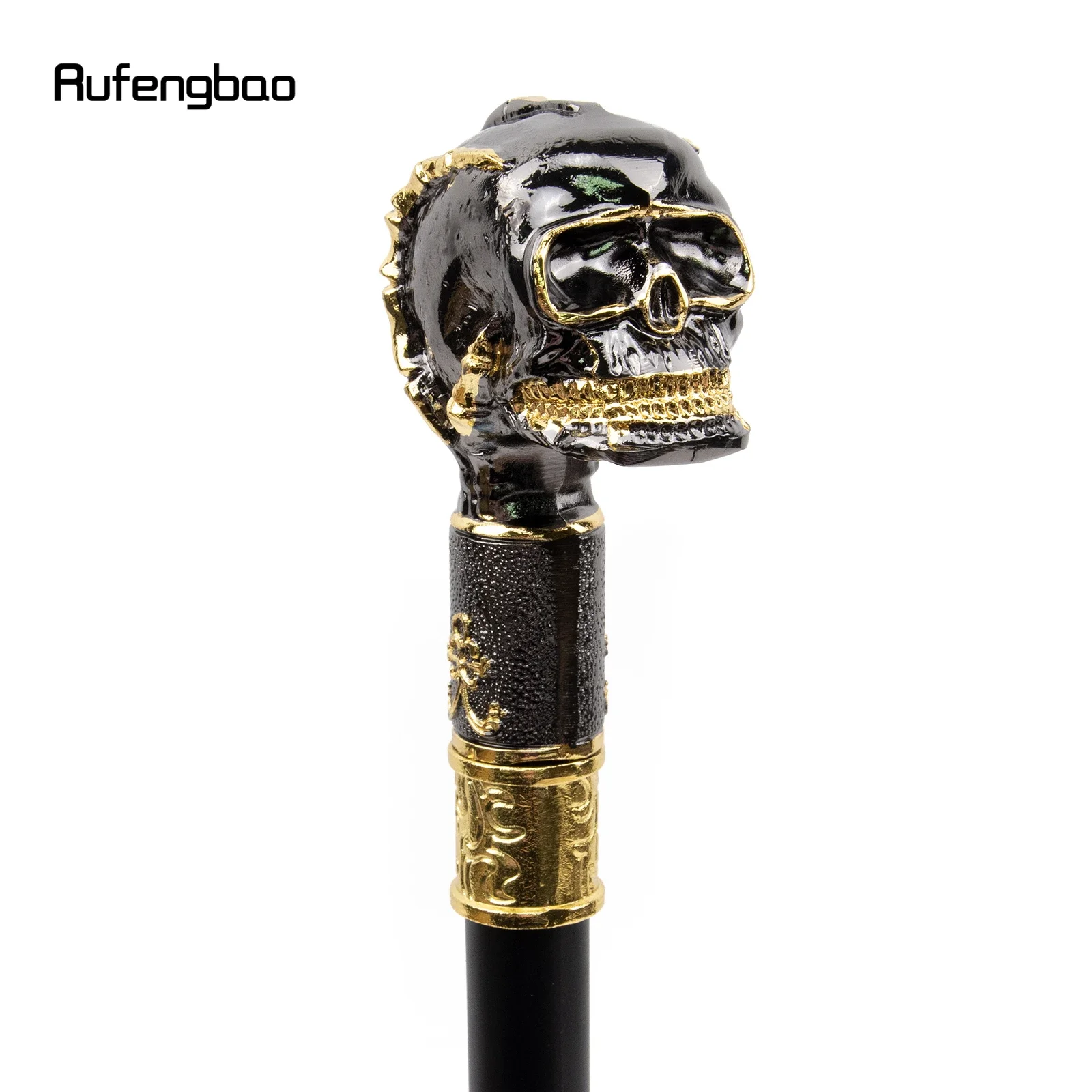 Golden Black Skull หัวฟันใหญ่ Steampunk Walking Cane แฟชั่นเดิน Stick สุภาพบุรุษหรูหรา Crosier KNOB Walking Stick 90 ซม