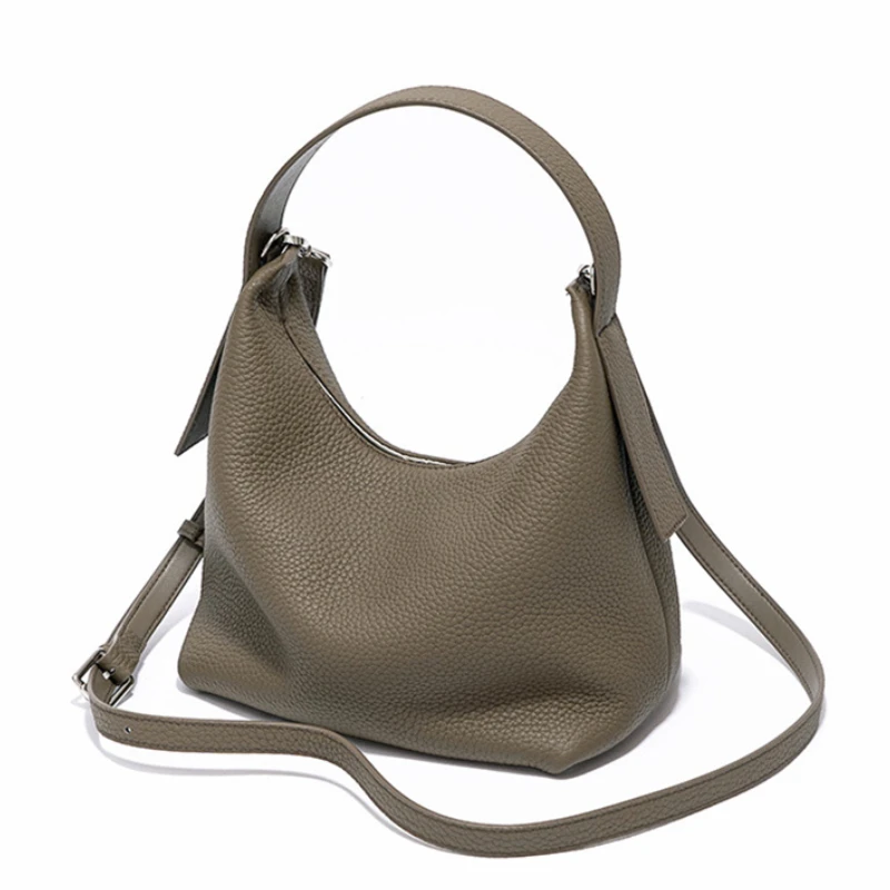 

2023 New Women's Handbag High Quality Soft Cowhide Messenger Bag Lady Fashion One Shoulder Bag Girls Half Moon Crossbody Bag
