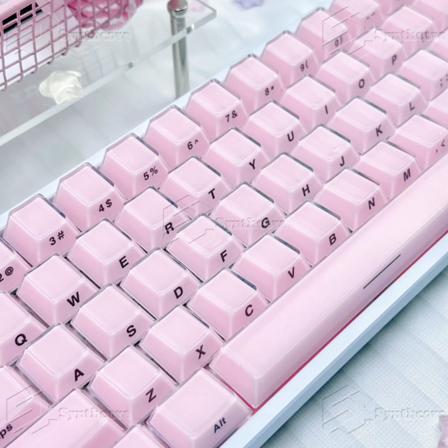 95 Key Crystal Side Engraved Keycap PBT+PC Cherry Jelly Keyboard Keychain Compatible with 60/64/84 Mechanical Keyboard MX Switch
