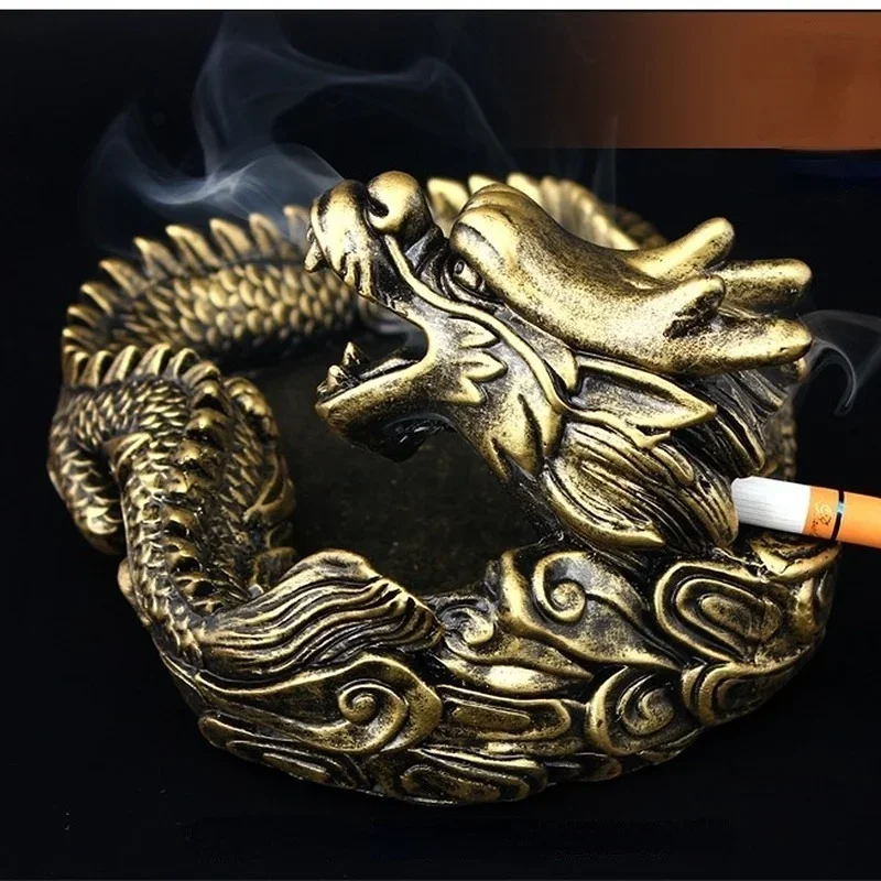 New Creative Design Unique Portable Living Room Ashtray for Car Interior Home Frame Dragon Ashtrays As Gift Friends Smoking Tray