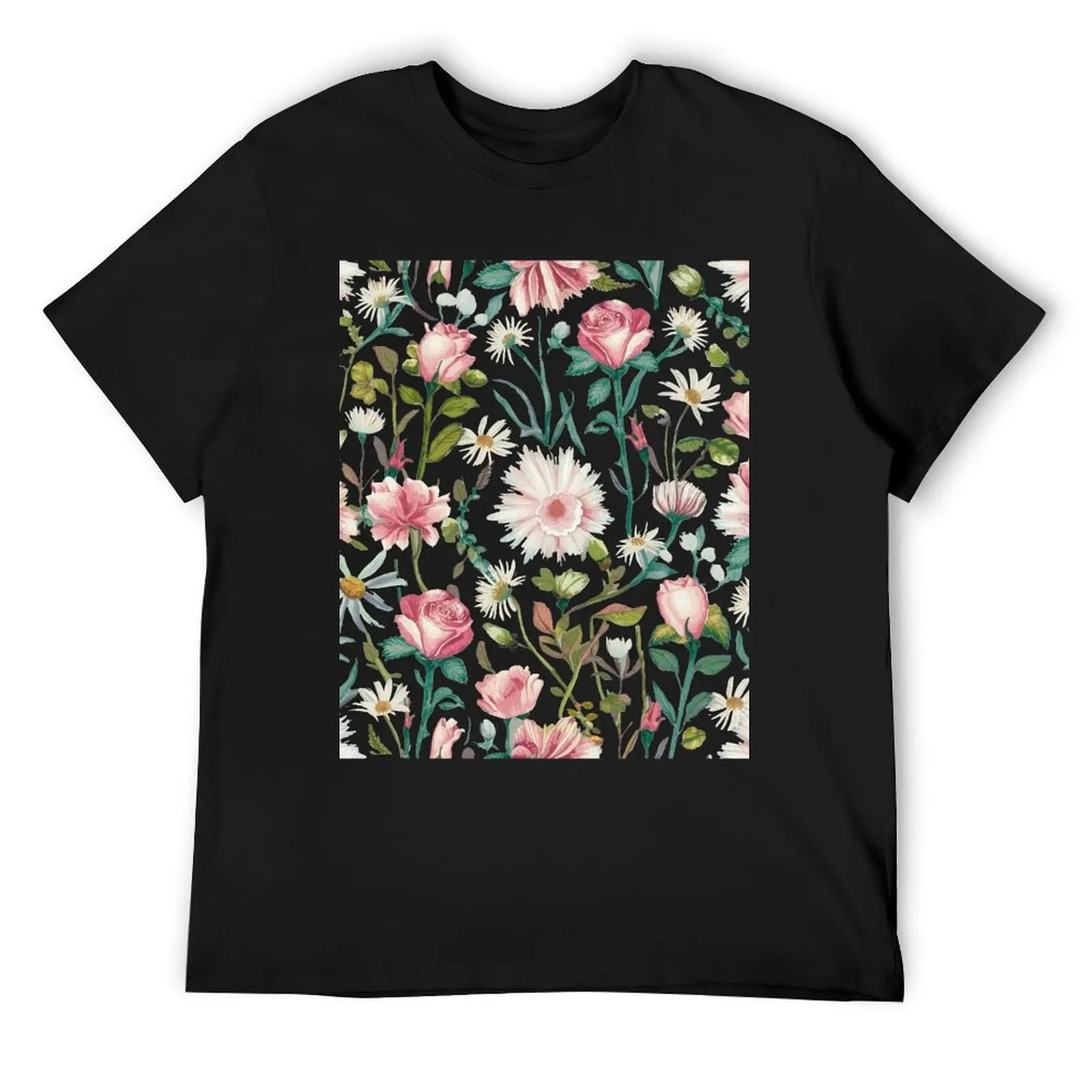 

roses, daisies, and blooms T-Shirt cotton man t-shirts sweat funny costumes Louboutins t shirts for men pack