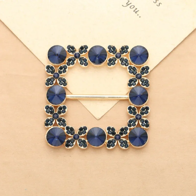 1 X Square Rhinestone Crystal Buckle Fit With Wedding Ribbon